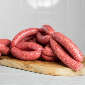 Beef sausages by Fleming Butchers