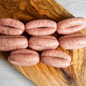 Pork sausages by Fleming Butchers